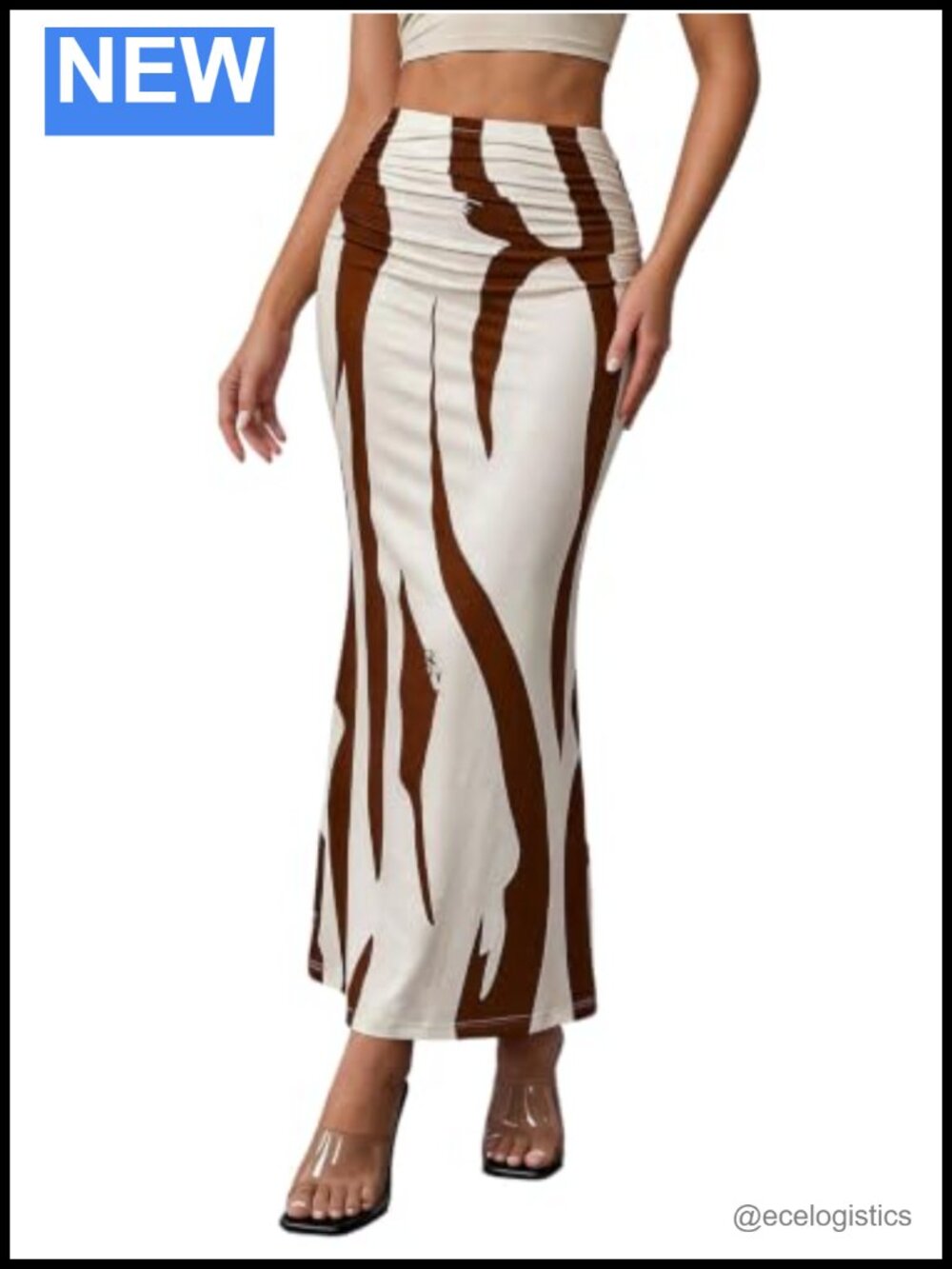 Women's Ruched Bodycon High Waisted Fishtail Maxi Skirt Pull On